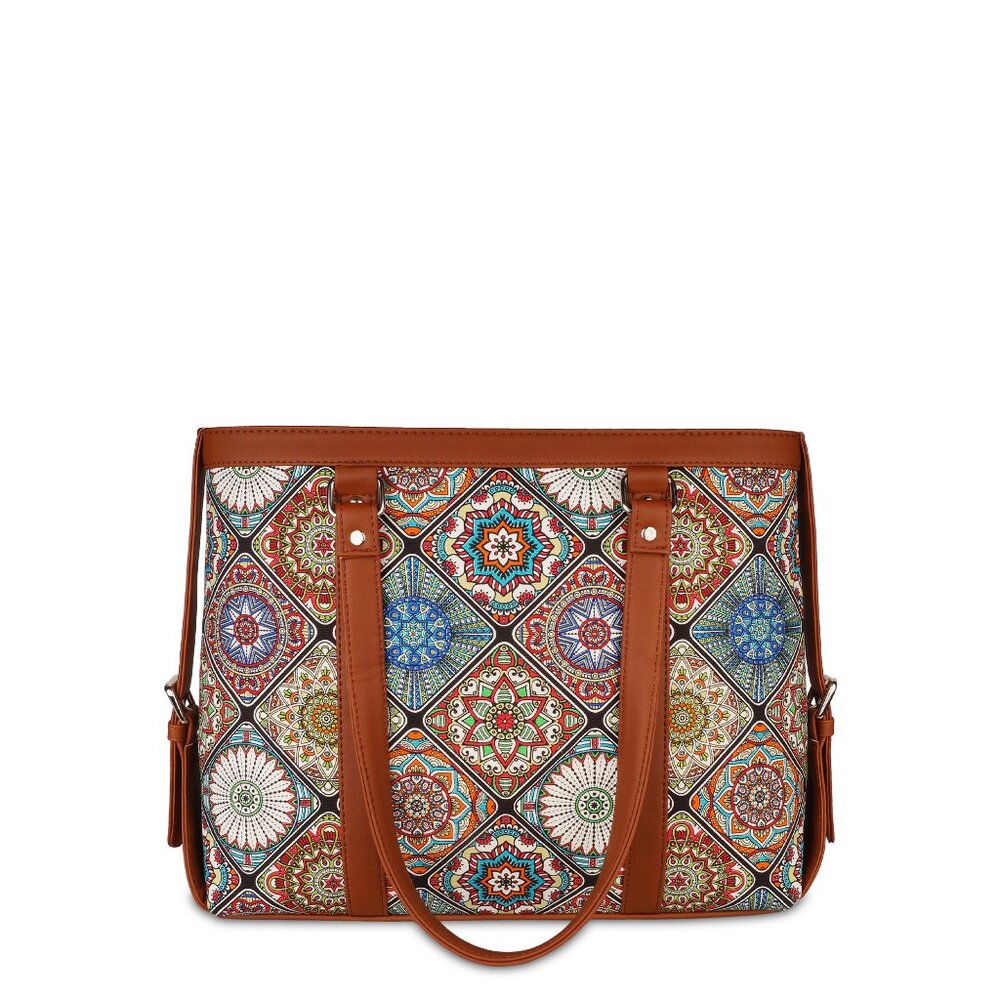 Women Shoulder Tote Bag – Hand Crafted Multicolour Printed Fabric Top Handle Bag
